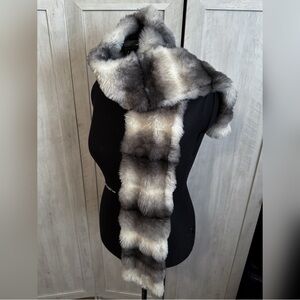 Handmade White Black Gray Chinchilla Minky Mink Chunky Faux Fur Scarves Scarf